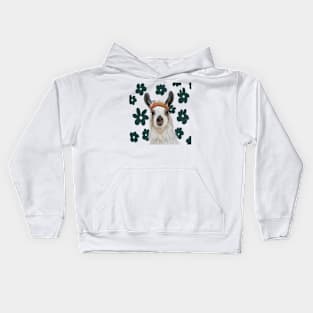 Boho Llama on Retro Flowers Kids Hoodie